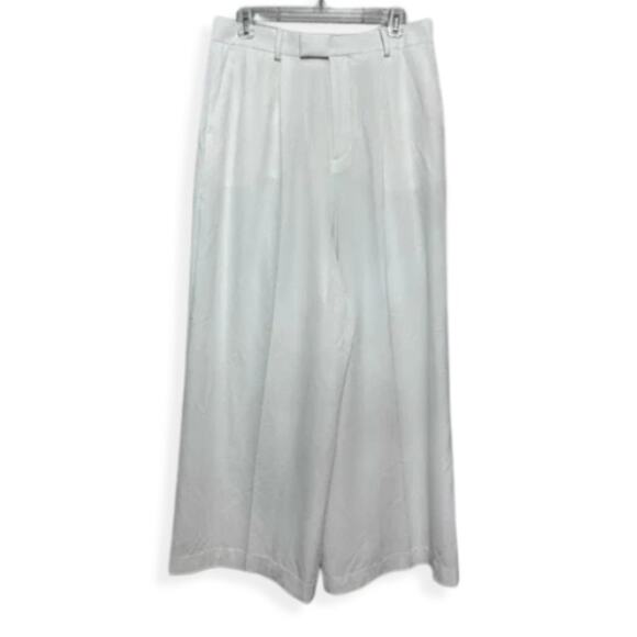 ASOS Design Palazzo Flowy Pants High Rise 4 Pockets Zip Closure White 32 NWOT - Picture 1 of 8